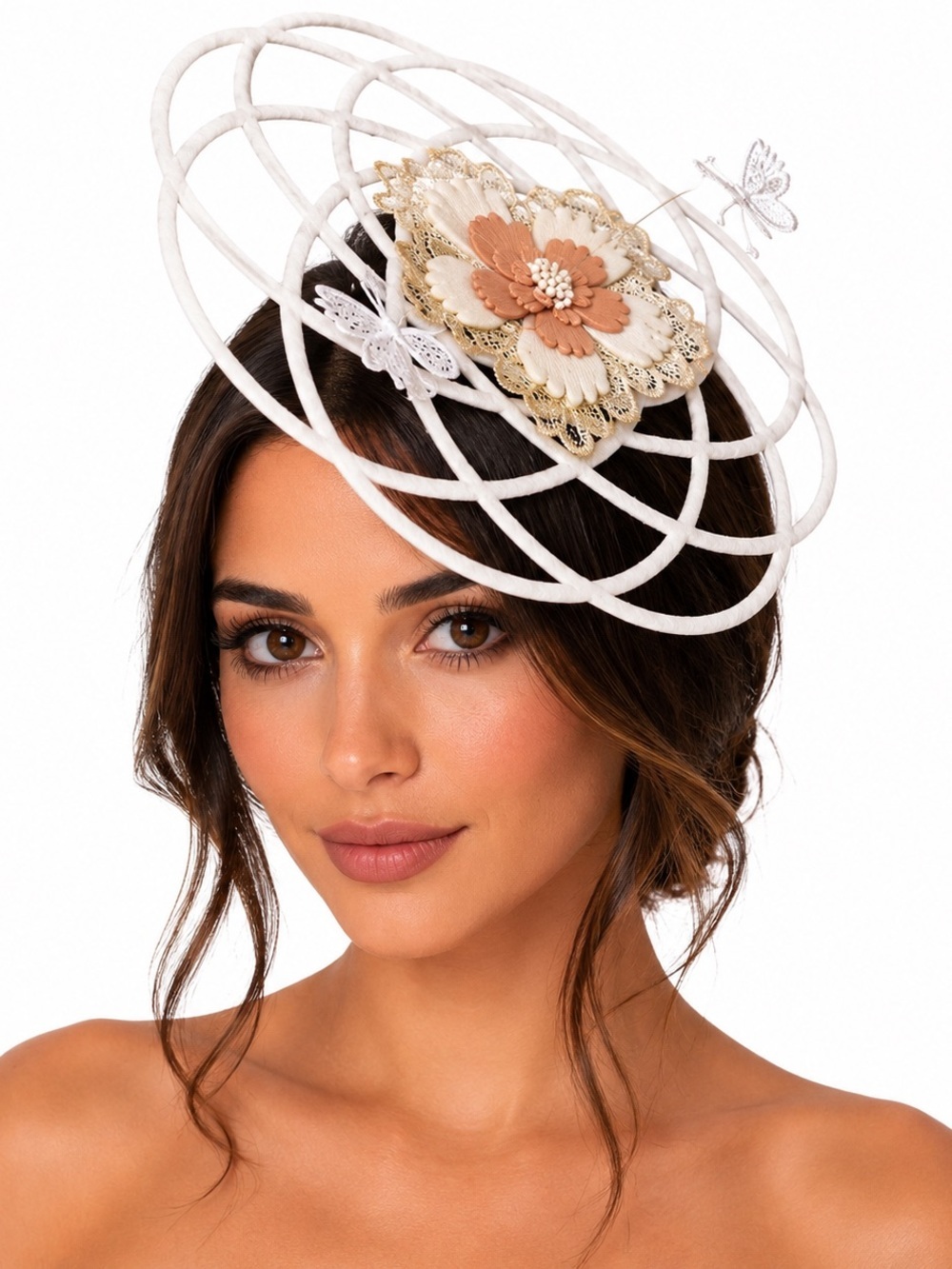 New Elegant Light Beige Floral Fascinator Headpiece for Women
